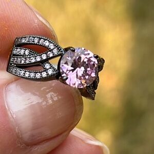 New! Pink cubic zirconia ring, size 7.0